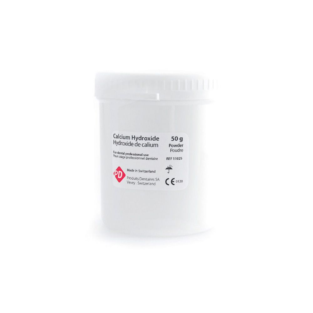 PD Calcium Hydroxide, powder use in root canal therapy provides insulation in deep cavities, temporary root filling, pulp capping, pulp protection, Jar of 50g - 11025