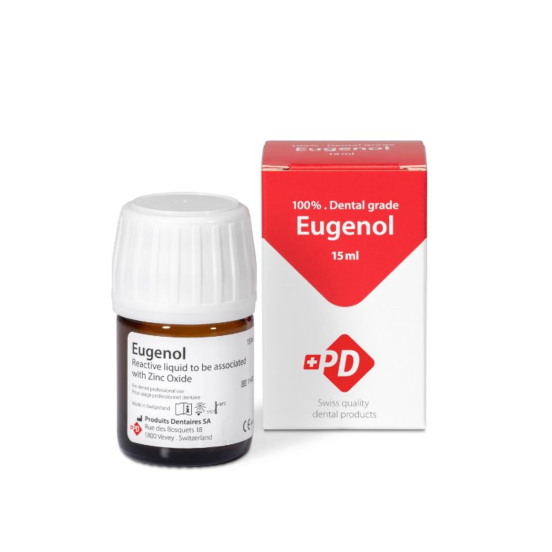 PD Eugenol, extra pure clove oil used as obtundent for relief minor dental pain, lining material or temporary restorative when mixed with Zinc Oxide, 15ml bottle - 11420