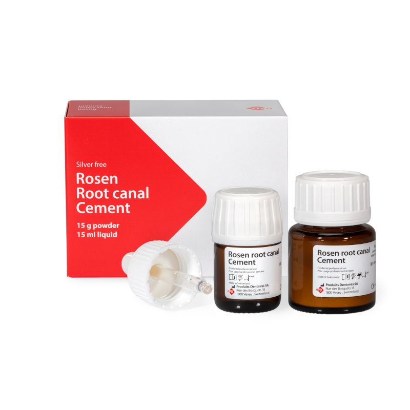 PD Rosen Root Canal Cement, zinc oxide eugenol sealer with thymol iodide that has a powder and liquid catalyst, Silver free, 15g powder + 15ml liquid - 10245