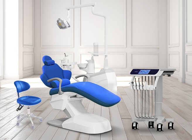 Esay Dental Chair Unit Hanging Type Full Cushion A6-S01, with built-in Intelligent Voice Control Operating System