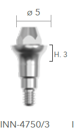 B&B MULTI-USE ABUTMENTS CONEXA, MUA STRAIGHT ABUTMENT Ø 5 - 0° H=3, INN-4750/3
