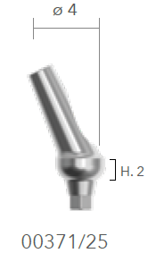 B&B TITANIUM PROSTHETIC COMPONENTS DURA-VIT SLIM, TITANIUM ANGLED ABUTMENTS Ø 4 - 25° H. 2 + SCREW, 00371/25 
