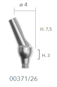 B&B TITANIUM PROSTHETIC COMPONENTS DURA-VIT SLIM, TITANIUM ANGLED ABUTMENTS Ø 4 - 25° H. 3 + SCREW, 00371/26 