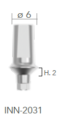 B&B TITANIUM PROSTHETIC COMPONENTS CONEXA, TITANIUM STRAIGHT ABUTMENT H=2 d. 6 + SCREW, INN-2031 