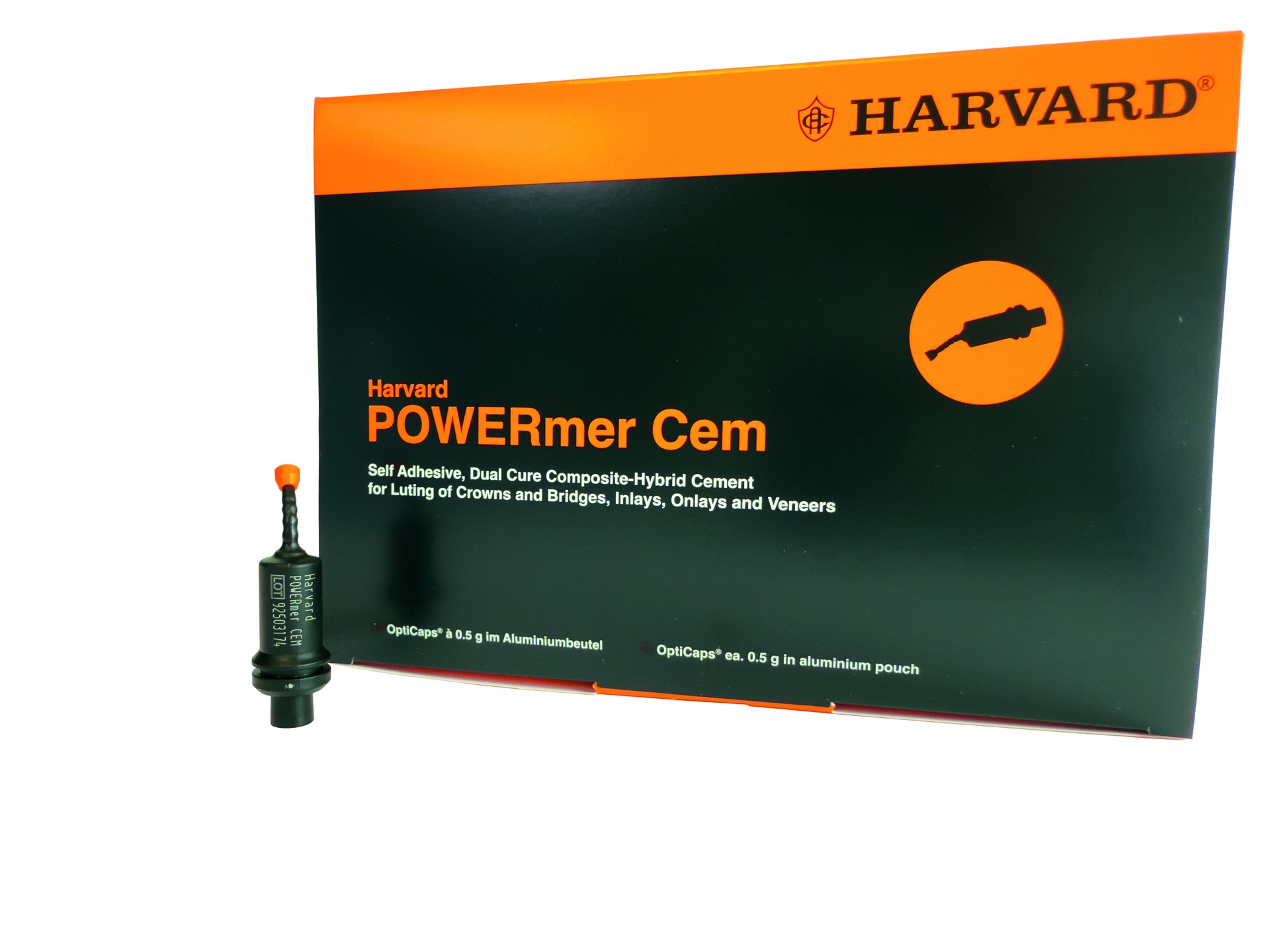 Harvard POWERmer Cem, universal, self adhesive, dual cure composite hybrid, 50x0.5g OptiCaps - 7071320