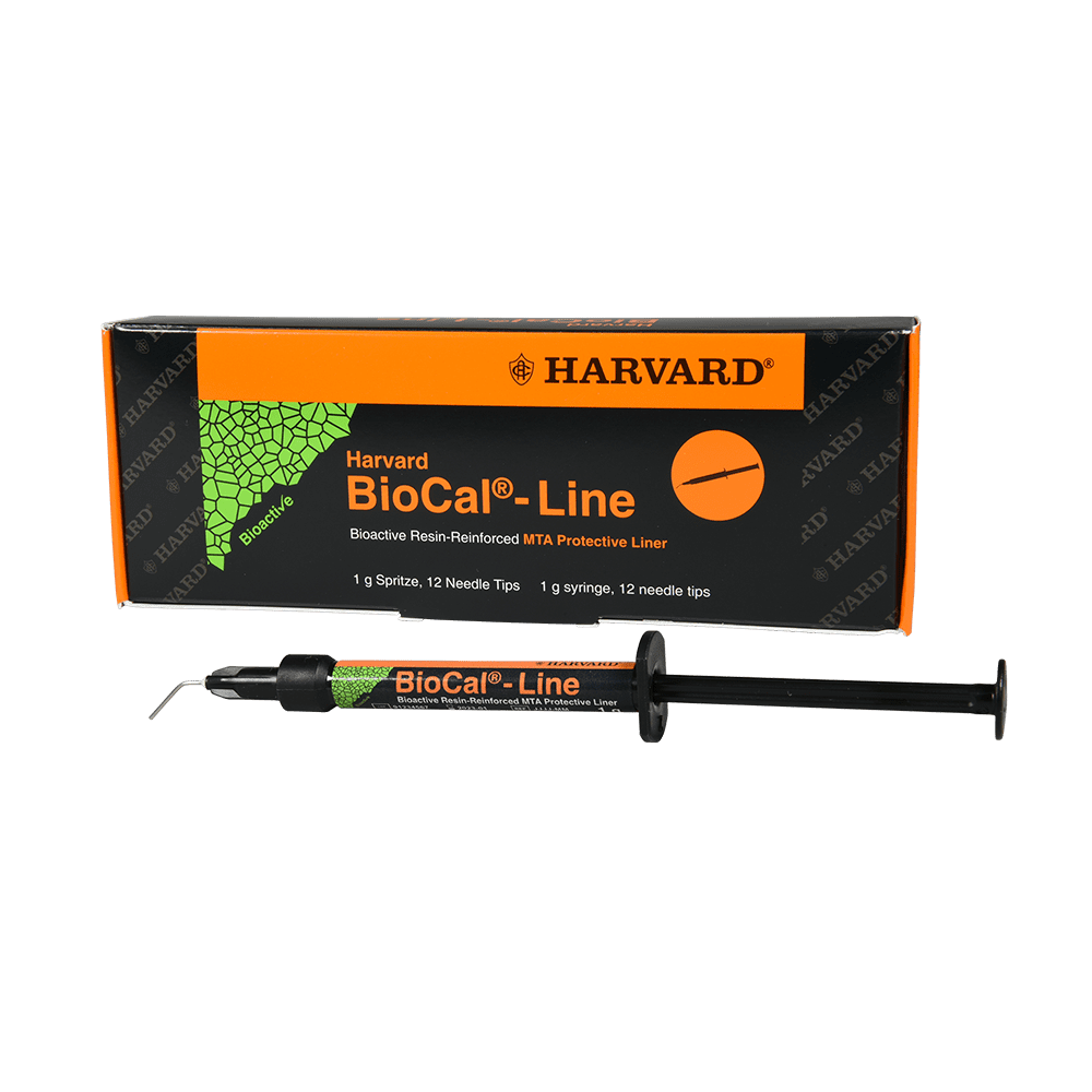 Harvard BioCal-Line, bioactive, light cure, resin-reinforced MTA protective liner, 1g syringe, 12 needle tips - 7081554