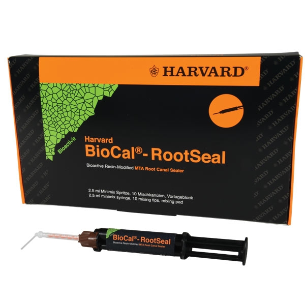 Harvard BioCal-RootSeal, bioactive, resin-modified MTA root canal sealer, 2.5ml minimix syringe, 5tips O-brown, 5tips S-brown - 7081553