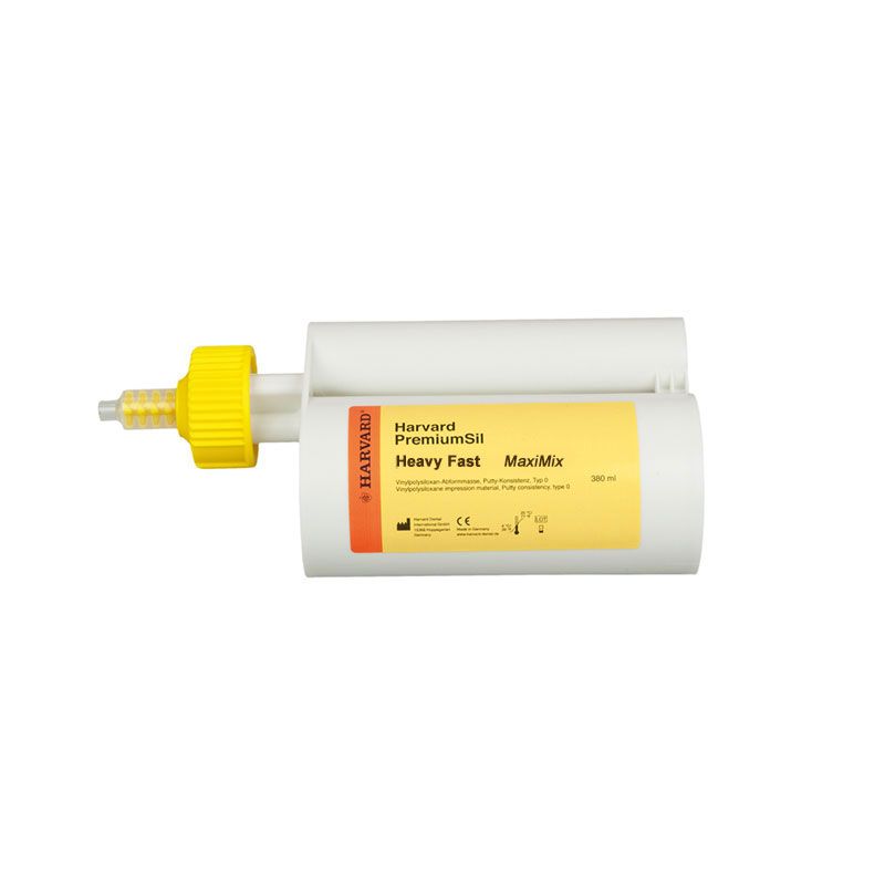 Harvard PremiumSil Heavy Fast MaxiMix, superhydrophilic vinyl polysiloxane impression material, 1 maximix cartridge, 380ml, 10 mixing tips (Maxi 5:1 Dynamic), 1 bayonet ring - 7083733 