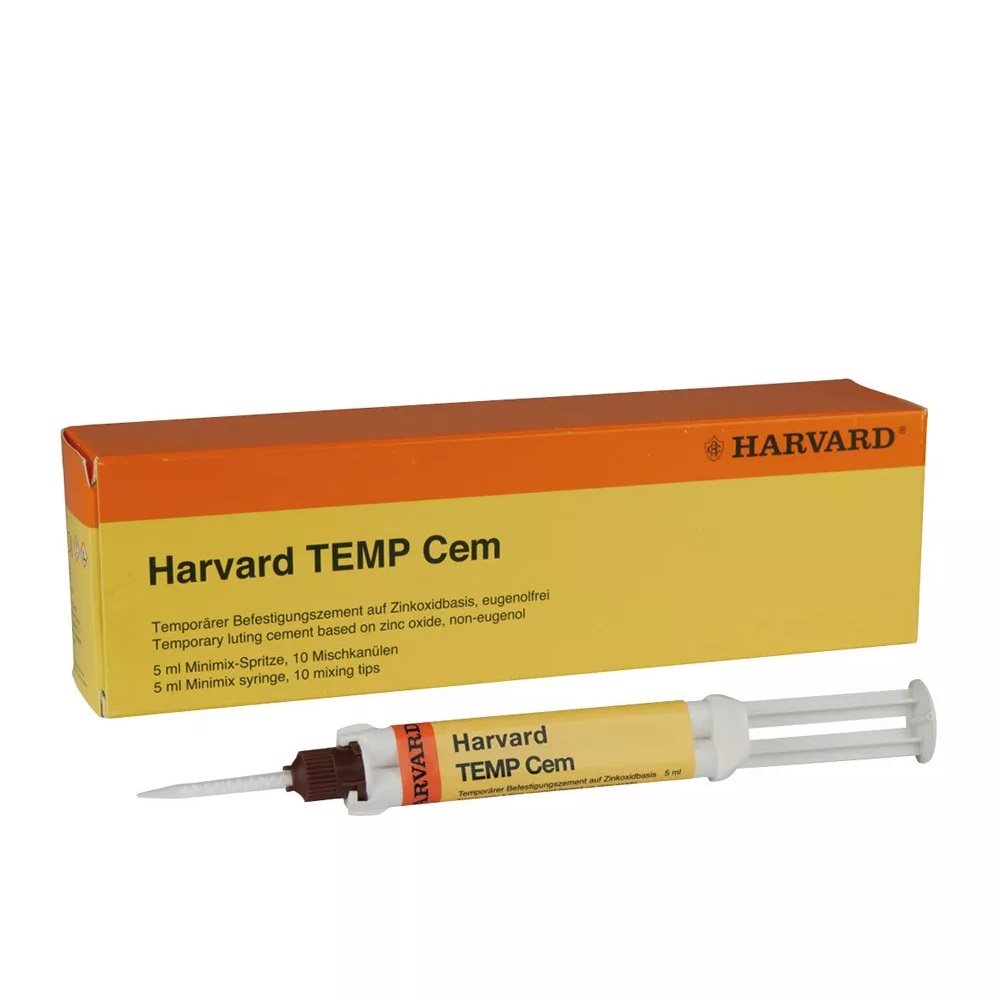 Harvard TEMP Cem, eugenol-free temporary luting cement in a minimix syringe, 5ml syringe, 10 mixing tips - 7081100 