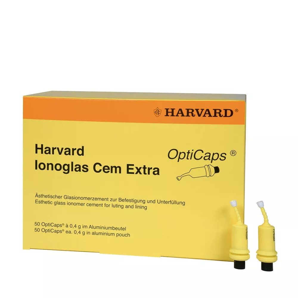 Harvard IonoGlas Cem Extra, classical self cure glass ionomer cement Universal, 50x0.4g OptiCaps - 7042250 