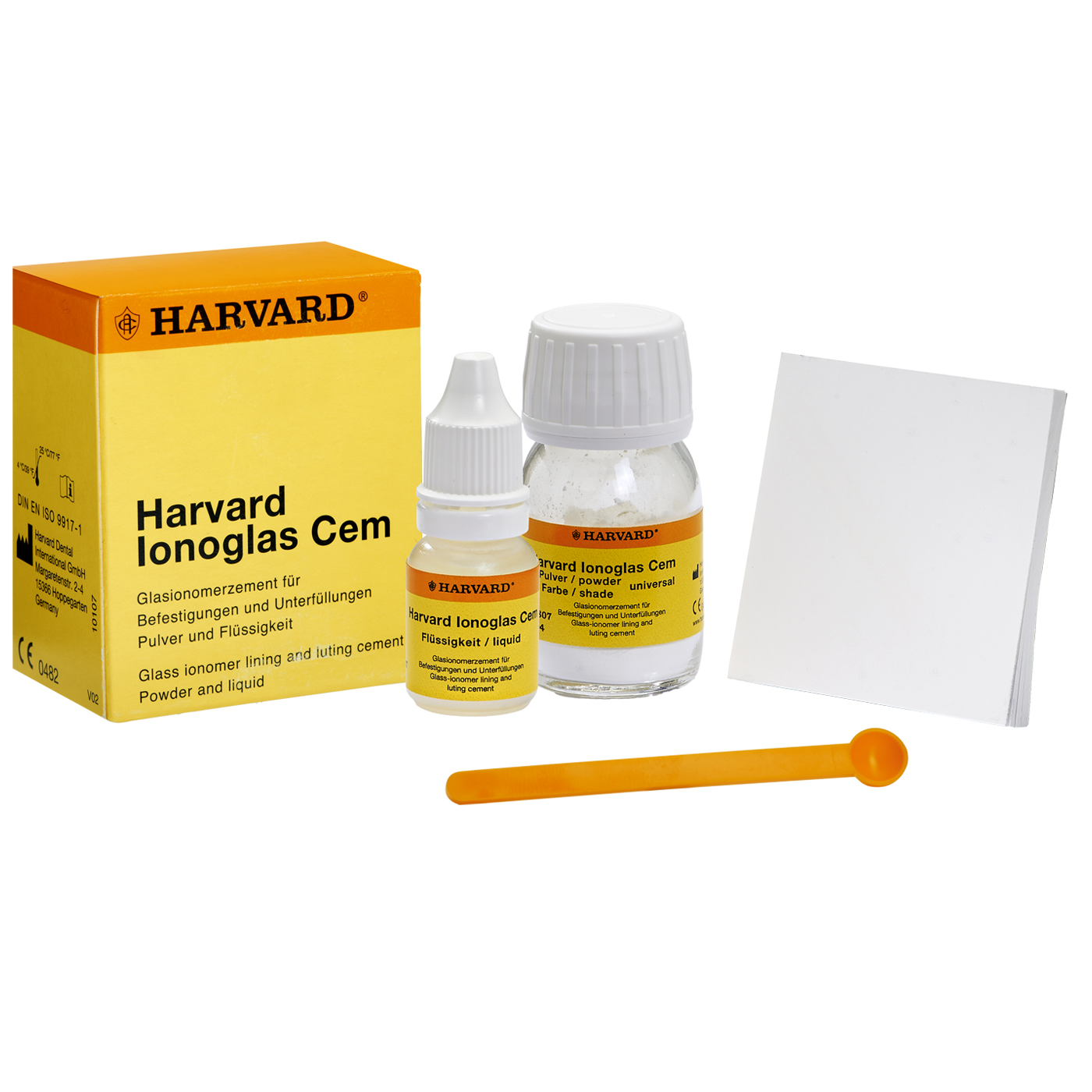 Harvard IonoGlas Cem, self cure conventional glass ionomer cement, 35g powder, White + 20ml liquid - 7041130 