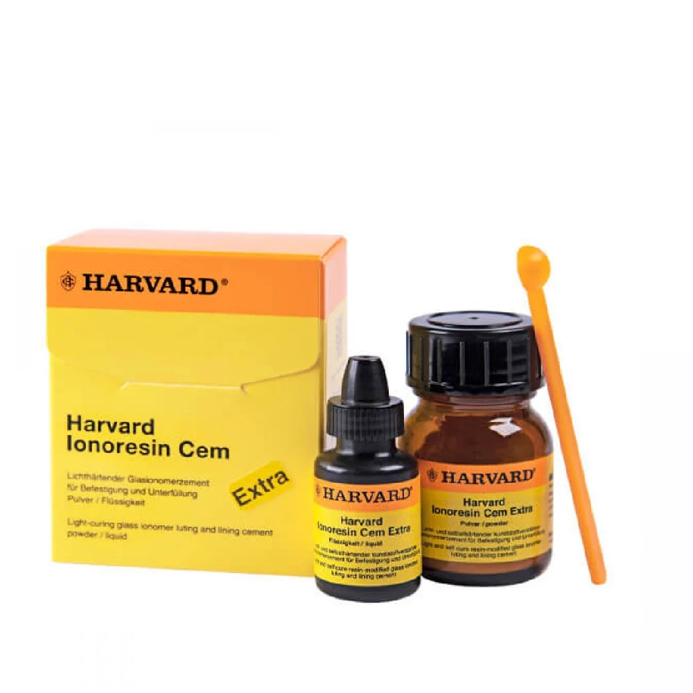 Harvard IonoResin Cem Extra (LC), esthetic light and self cure resin-reinforced glass ionomer cement, 15g powder, Universal + 10ml liquid - 7061116 